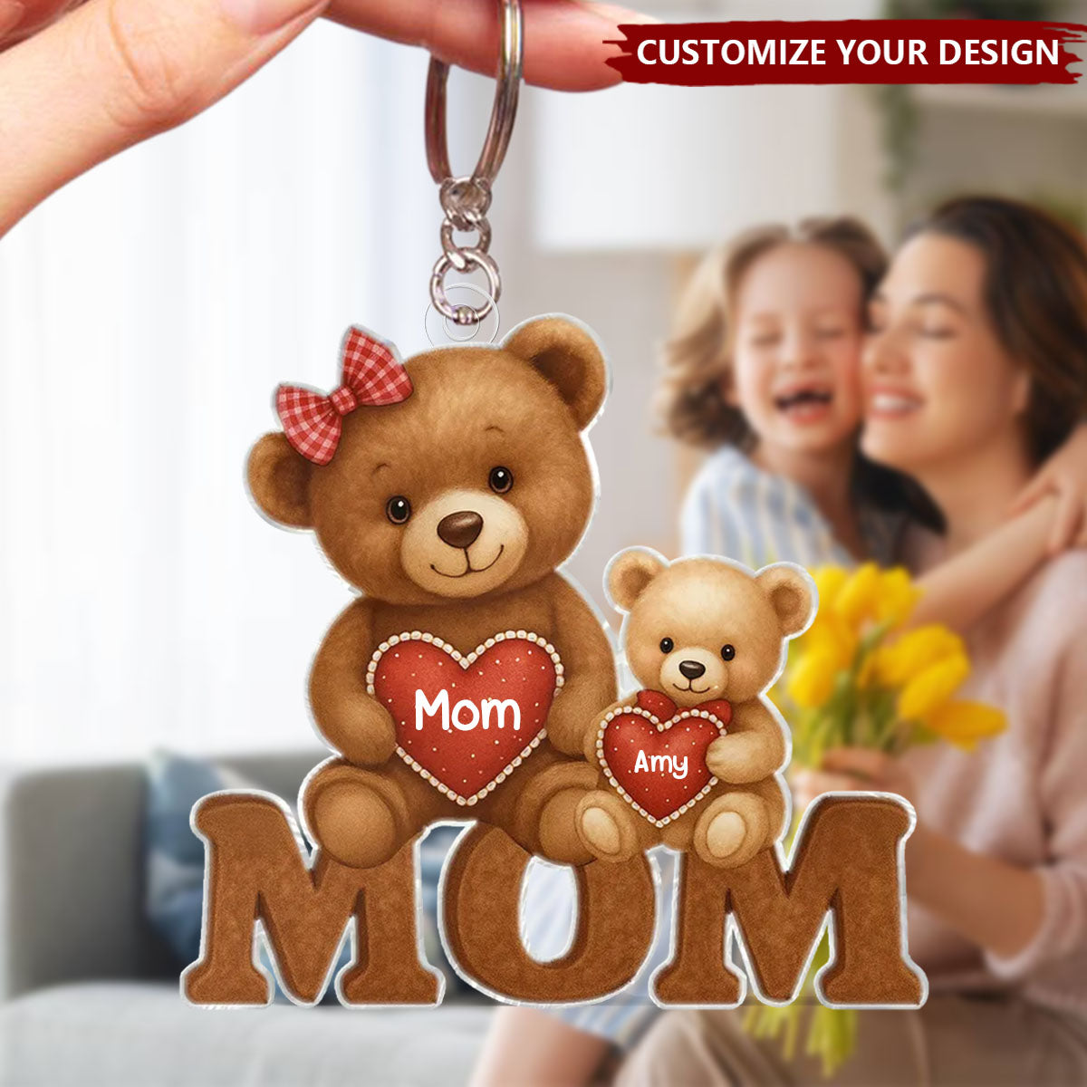 Personalized Acrylic Keychain - Mama Bear Gift For Mom,Mother's Day Gift