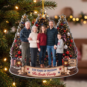 Personalized Photo Acrylic Ornament With America 250th Anniversary - Christmas Gift For Family