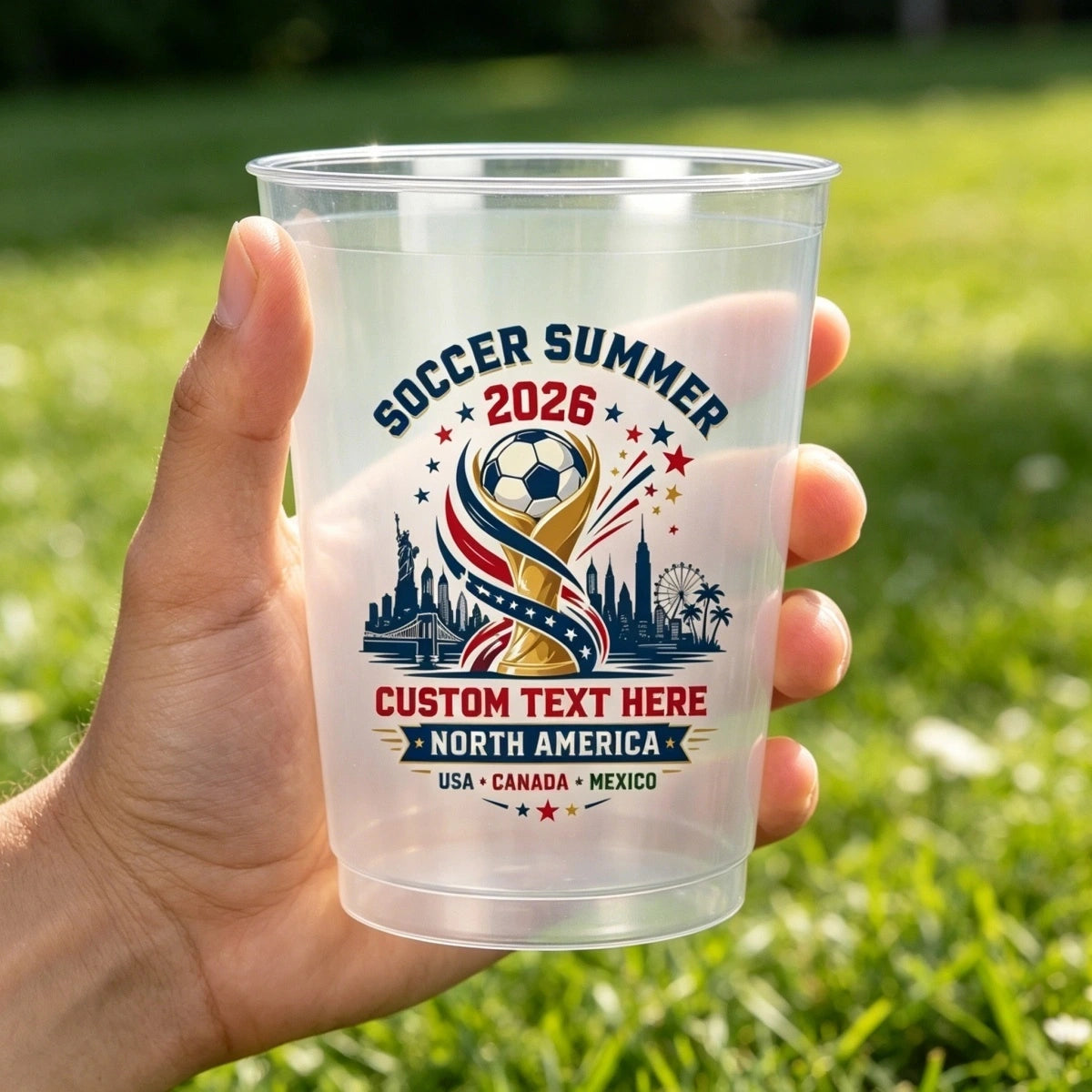 Personalized Soccer Summer 2026 Frosted Cups With Text - Perfect For Fan Events & Tailgates