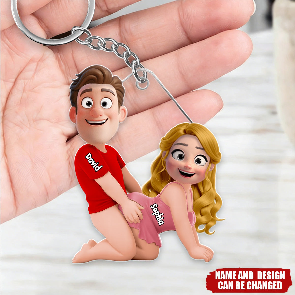 Personalized Naughty Couple Acrylic Keychain With Names & Design | Hilarious Valentine's Day Gag Gift For Fun Couples
