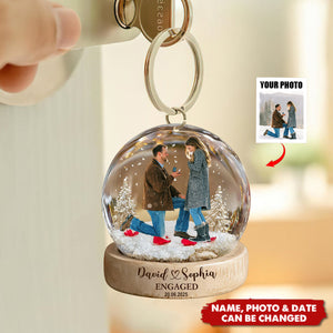 Personalized Photo Engaged Proposal Keychain With Names & Date | Romantic Valentine's Gift For Couple