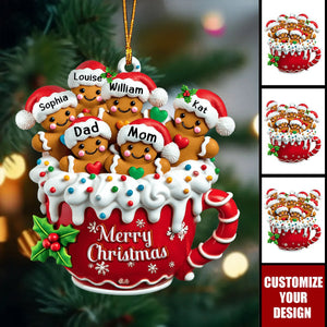 Personalized Gingerbread Home Ornament - Customized Christmas Acrylic Decoration, "Put" The Family Into Gingerbread Cups To Welcome Christmas