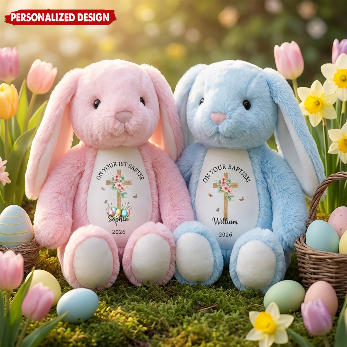 Personalized Easter Bunny Plush With Name & Design - Perfect for Baby's 1st Easter & Spring Gifts For Kids