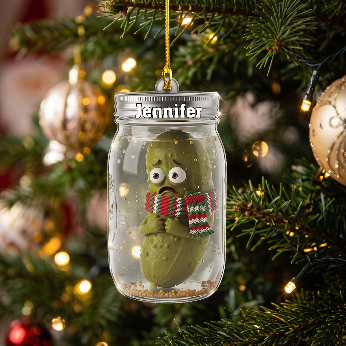 Personalized Funny Pickle Jar Acrylic Ornament - Christmas Gift For Friend Families Pickle Lovers