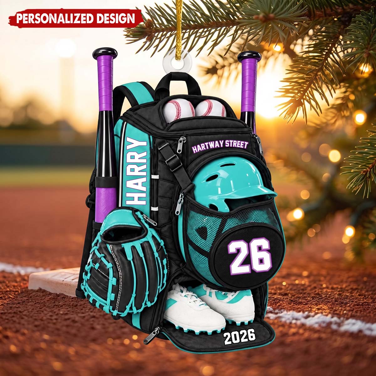 Custom Baseball Gear Bag 2026 - Personalized Acrylic Ornament Christmas Gift for Players & Coaches