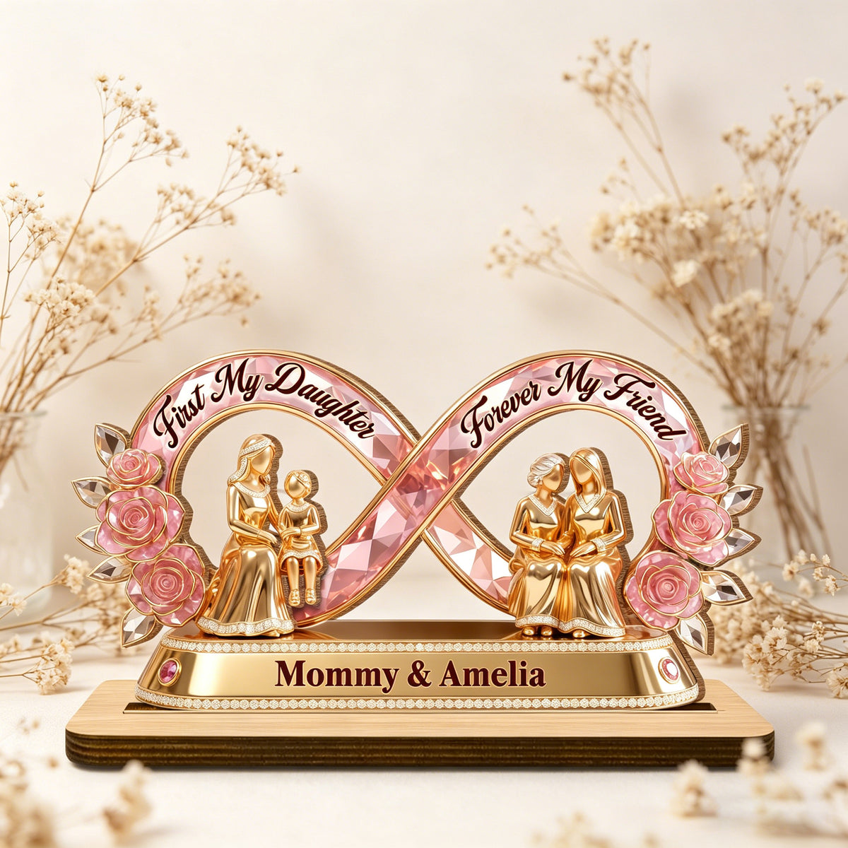 Personalized "First My Daughter Forever My Friend" Infinity Wooden Plaque | Mother's Day Gift For Mom Daughter