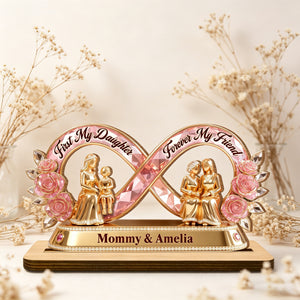Personalized "First My Daughter Forever My Friend" Infinity Wooden Plaque | Mother's Day Gift For Mom Daughter
