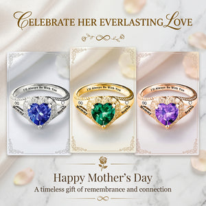 Personalized Infinity Love Promise Birthstone Heart Ring | Perfect Mother's Day Gift for Mom Grandma Daughter