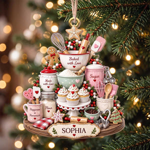 Personalized Baking Kitchen Themed Christmas Acrylic Ornament | Gift For Baking Lovers Home Baker Pastry Chef