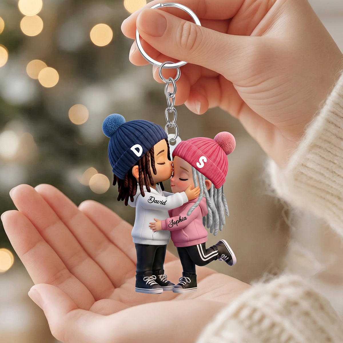Personalized Acrylic Keychain With Kissing Couple | Unique Gift for Her Him