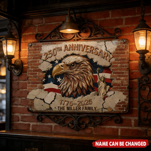 Personalized 250th Anniversary Metal Sign With Eagle & Family Name | 1776-2026 Patriotic Independence Day Gift For Home Decor