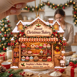 Personalized Christmas Bakery House Wooden Ornament | Christmas Gift For Family, Bakers, Cooking Lover