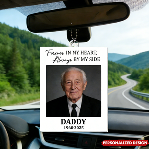 Personalized "Forever In My Heart" Car Hanging Ornament With Photo & Name & Year | Heartfelt Memorial Gift For Loss Of Loved One