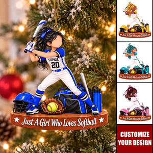 Personalized Softball Girl Acrylic Ornament - Christmas Gift For Teen Girls Softball Lover