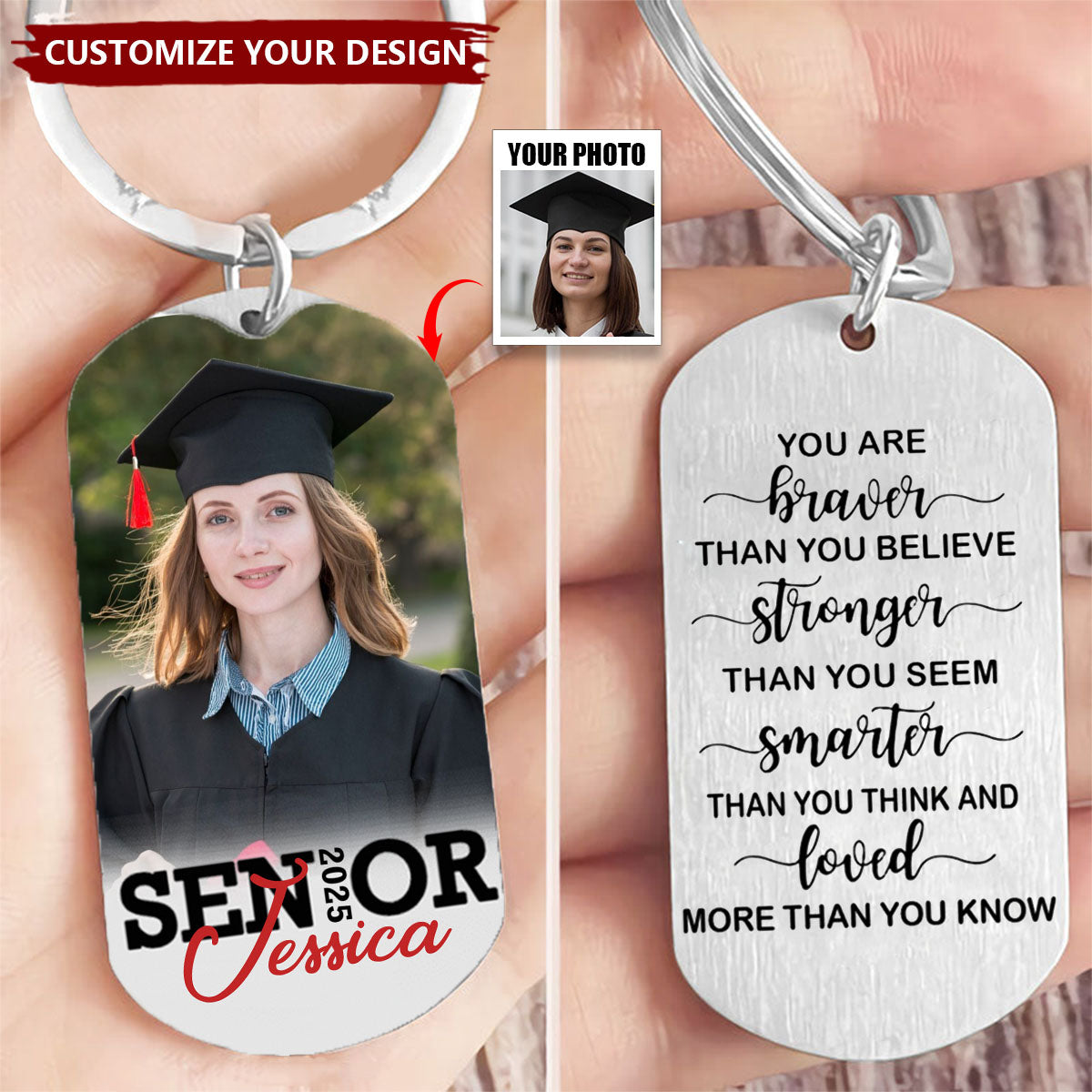 You’re Braver Than You Believe  - Personalized Stainless Steel Photo Keychain