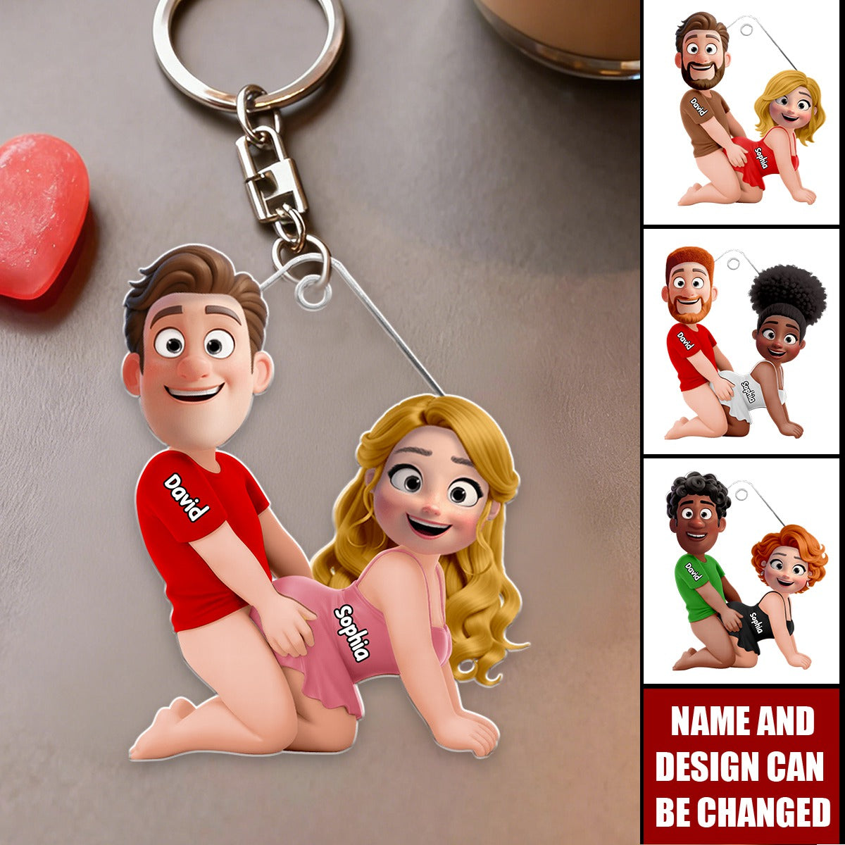 Personalized Naughty Couple Acrylic Keychain With Names & Design | Hilarious Valentine's Day Gag Gift For Fun Couples