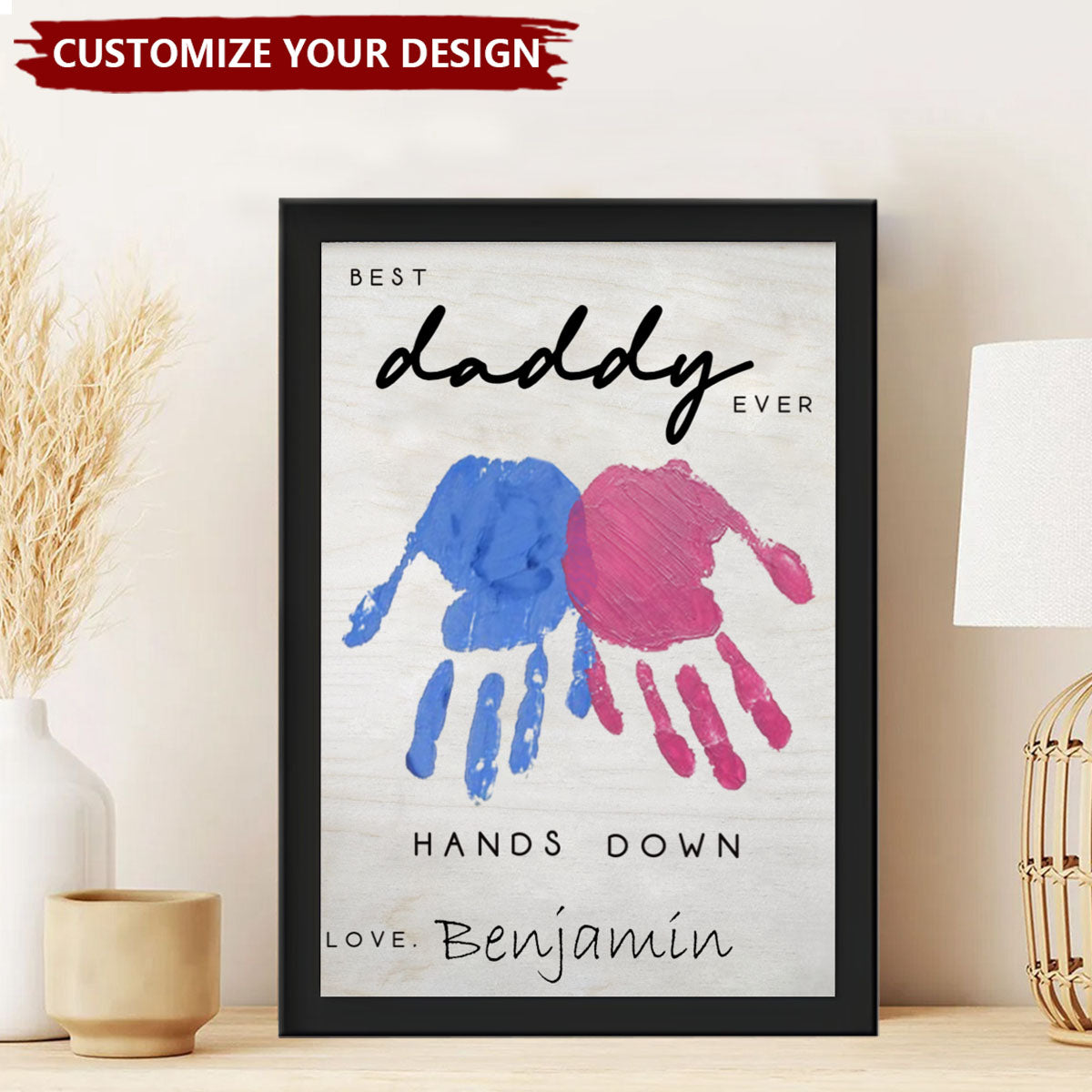 Personalized Engraved 2-Layer Wooden Sign - Hands Down Best Dad Ever, Handmade Fathers Day Gift