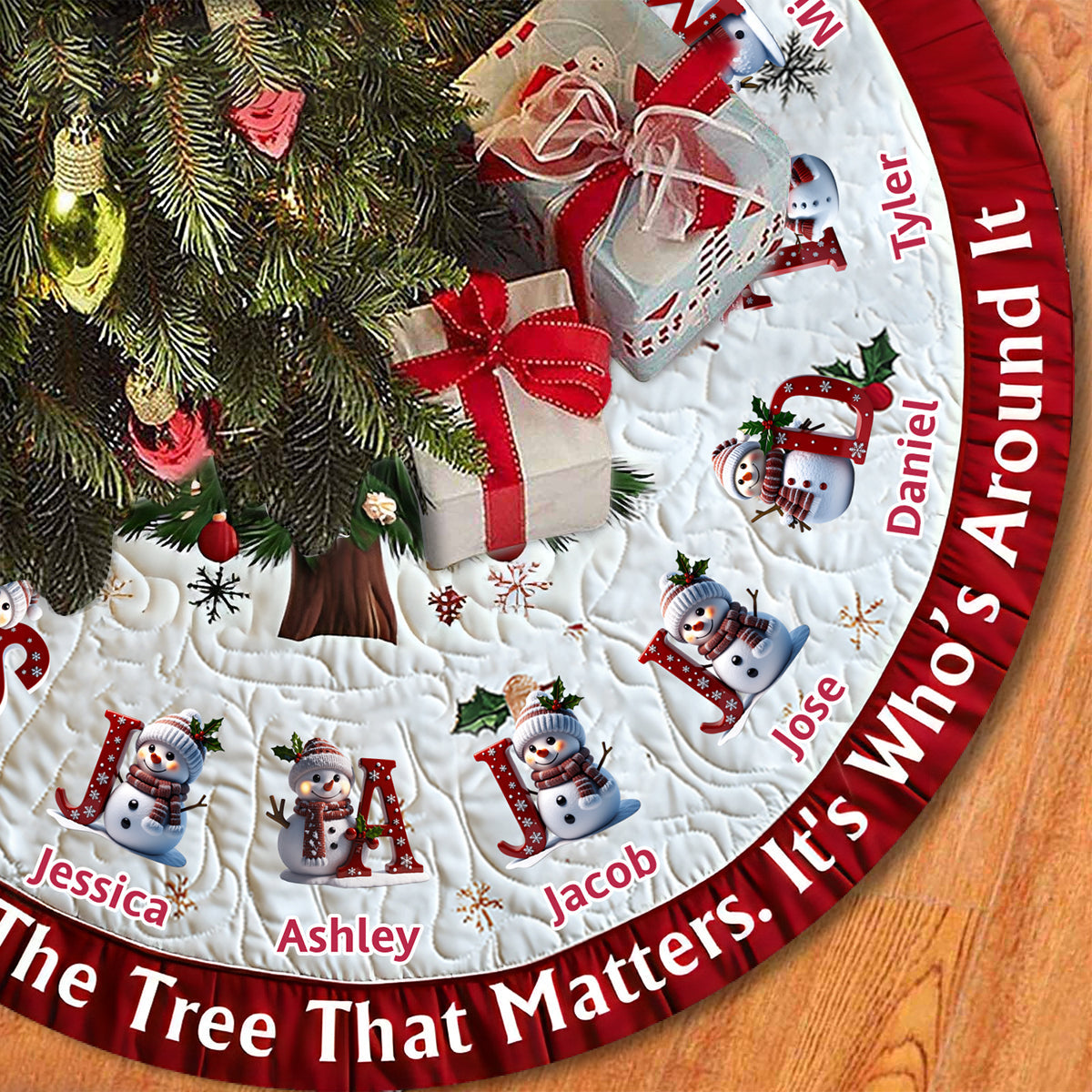 Personalized "What Matters Isn't Under The Tree" Family Tree Skirt With 2-15 Names & Design Customize Exclusive Family Christmas Joy
