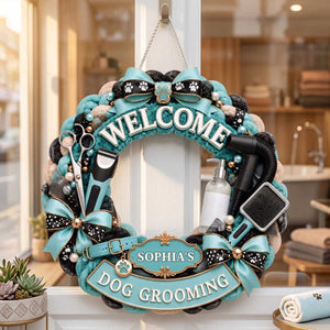 Personalized Dog Grooming Welcome Wood Sign | Business Wall Gift For Pet Stylists Dog Salon Owners