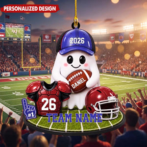 Game Day Spirit Personalized Football Ghost Ornament - Keepsake for Football Players