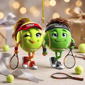 Personalized Tennis Couple Acrylic Ornament - Custom Tennis Partners Christmas Gift for Boyfriend & Girlfriend