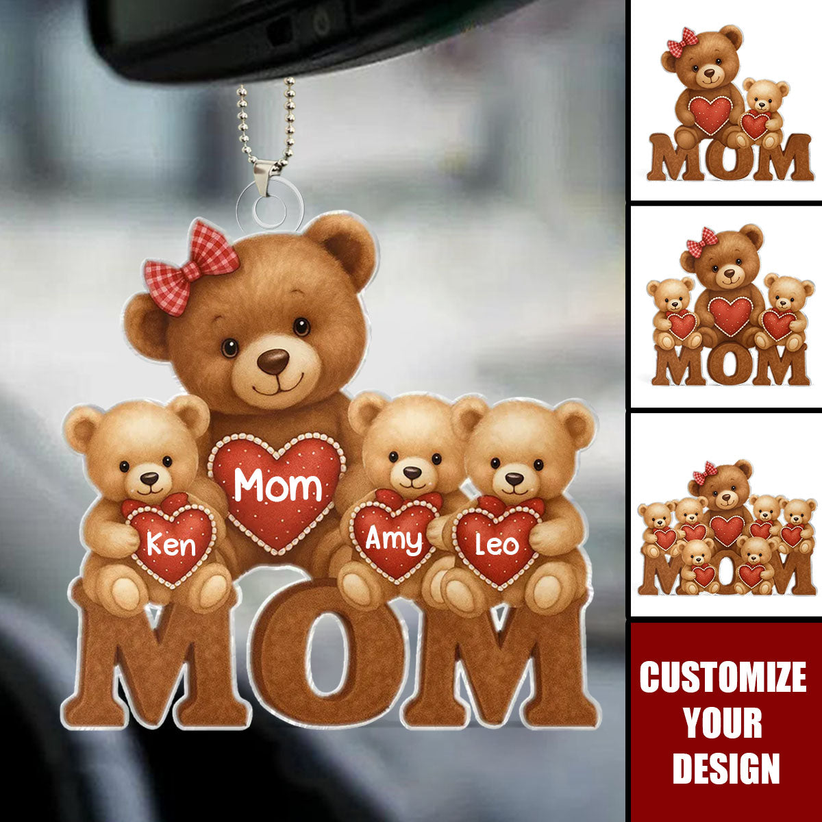 Personalized Acrylic Car Ornament Mama Bear Gift For Mom,Mother's Day Gift
