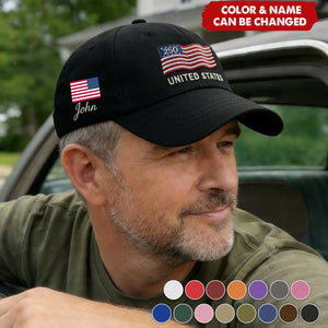 Custom Name United States 250th Anniversary Hat USA Flag Patriotic Cap, Cotton Twill Adjustable Dad Hat