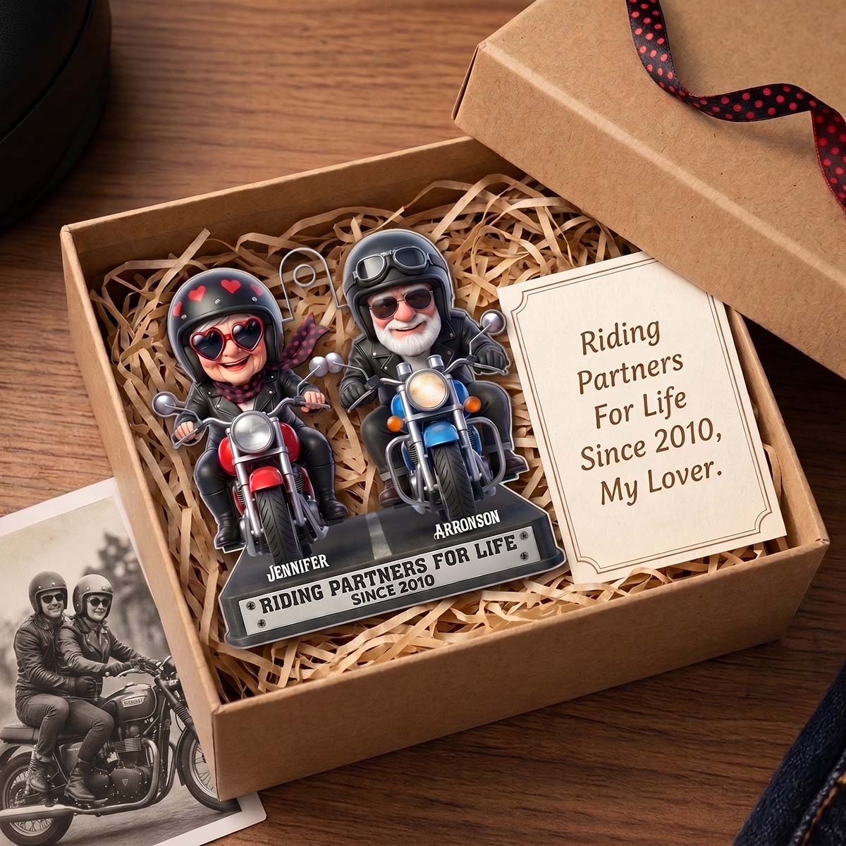 Hanger Riding Partners For Life - Personalized Cute Motorcycle Couple Car Ornament