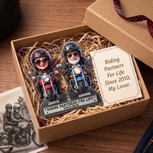 Hanger Riding Partners For Life - Personalized Cute Motorcycle Couple Car Ornament