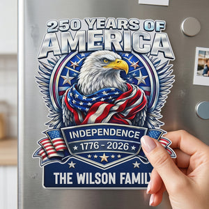 Personalized Acrylic Fridge Magnet - USA 250th Anniversary Gifts For Family - Land Of The Free