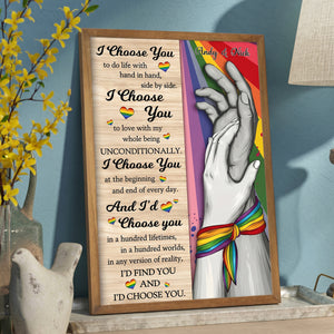 Personalized Poster LGBTQ+ Couple Hand In Hand | Pride Month  & Anniversary Gift