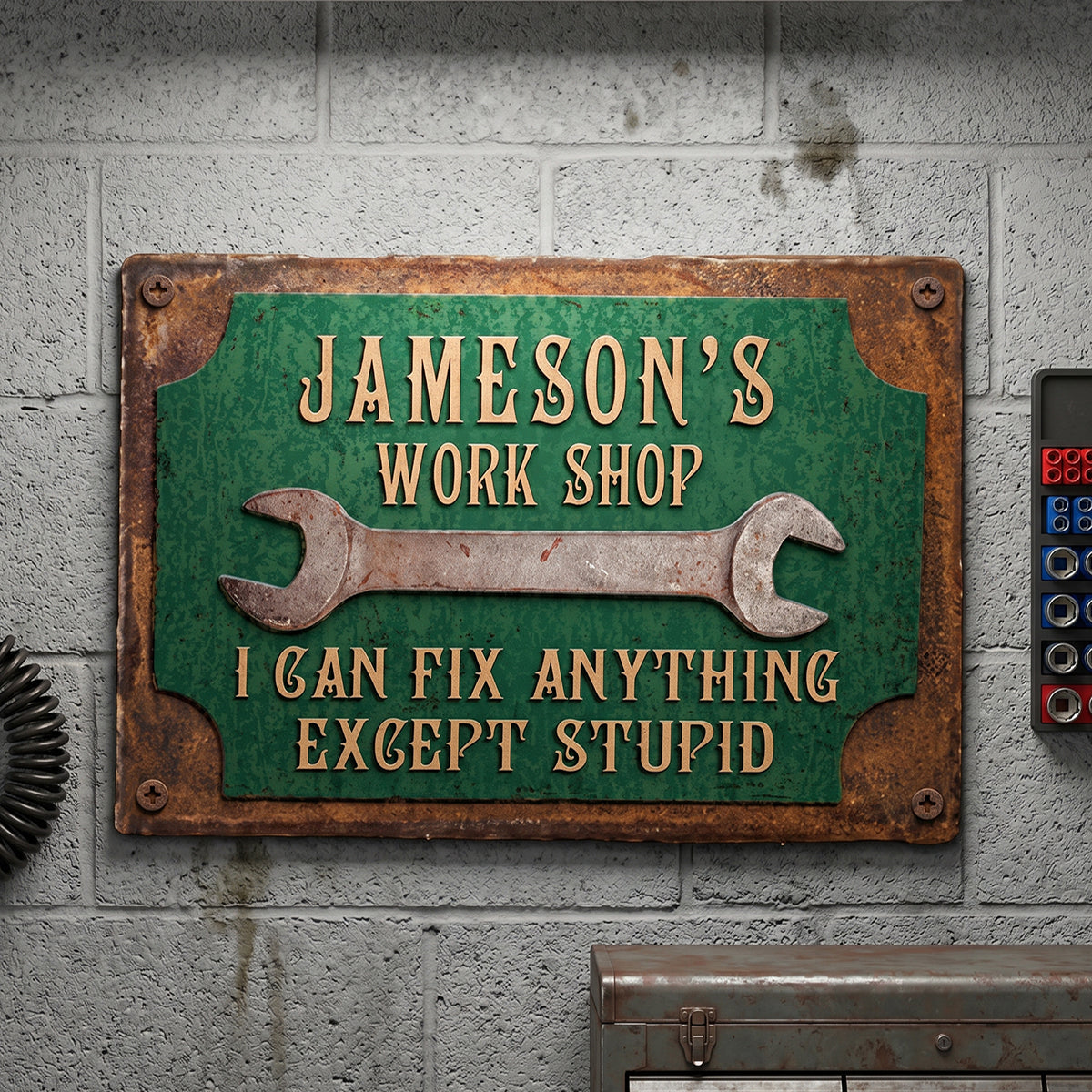 Personalized Metal Sign "I Can Fix Anything Except Stupid" | Father's Day Gift