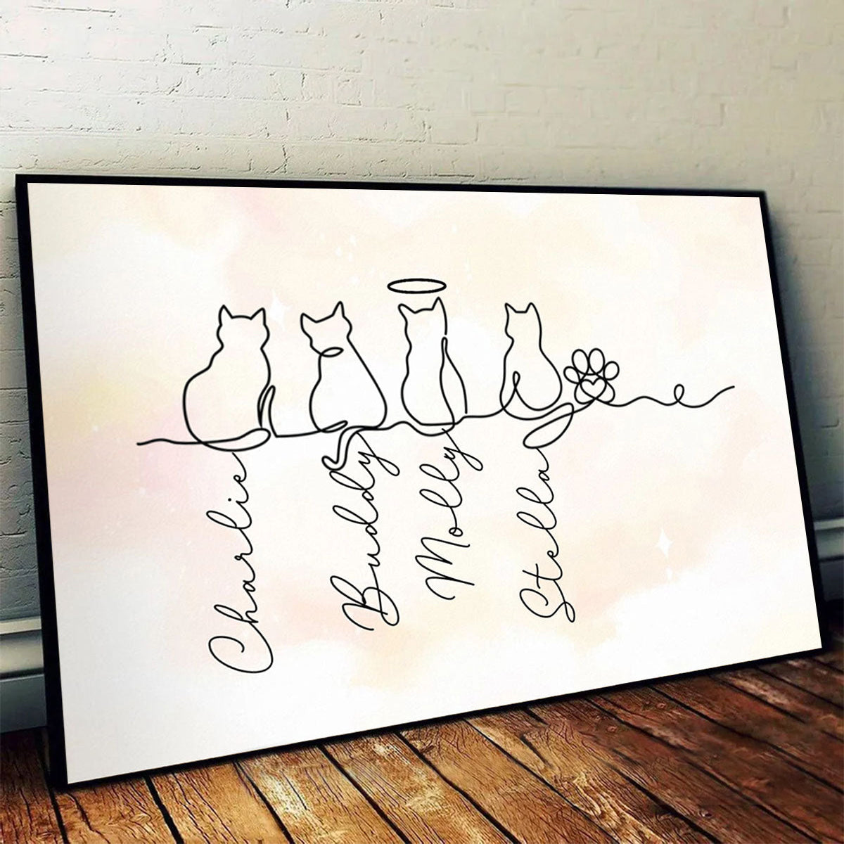 Personalized Cat Line Art Poster - Custom Pet Names | Multi-Cat Minimalist Art | Unique Cat Lover Gift & Pet Memorial