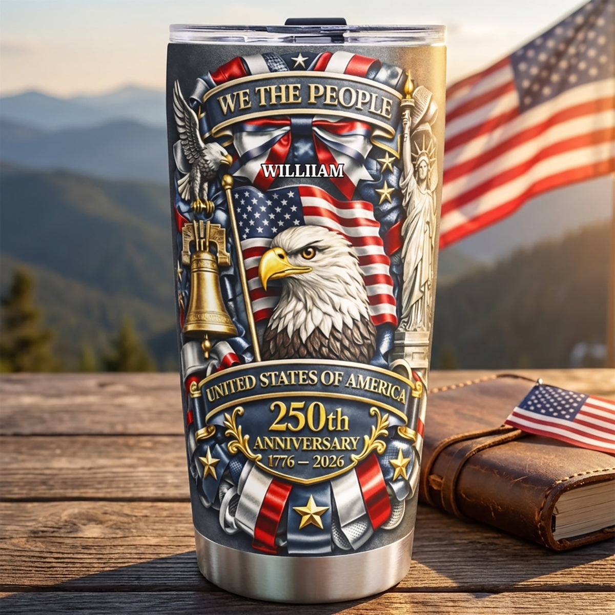 Personalized US 250th "We The People" Tumbler With Name | Ideal For Independence Day Veterans And Proud Americans