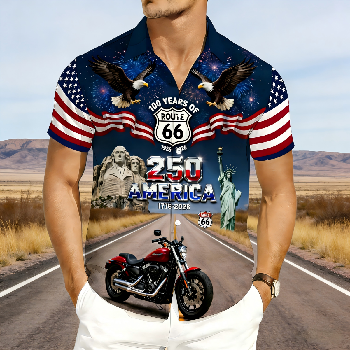 Personalized Proud American Motorcycle Hawaiian Shirt With Photo & Name | Gifts For Bikers