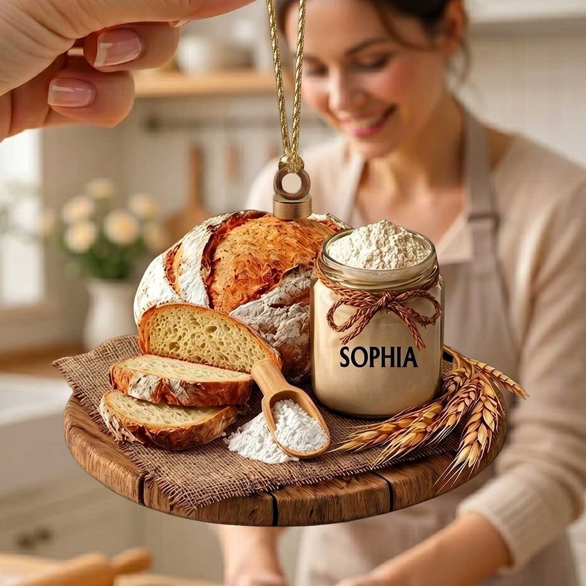 Personalized Sourdough Starter Acrylic Ornament | Christmas Holiday Gift For Home Bakers Cooking Lover