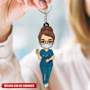 Personalized RN Keychain for Nurses Week, Retirement & Graduation - Double-Sided Engraved Healthcare Worker Gift