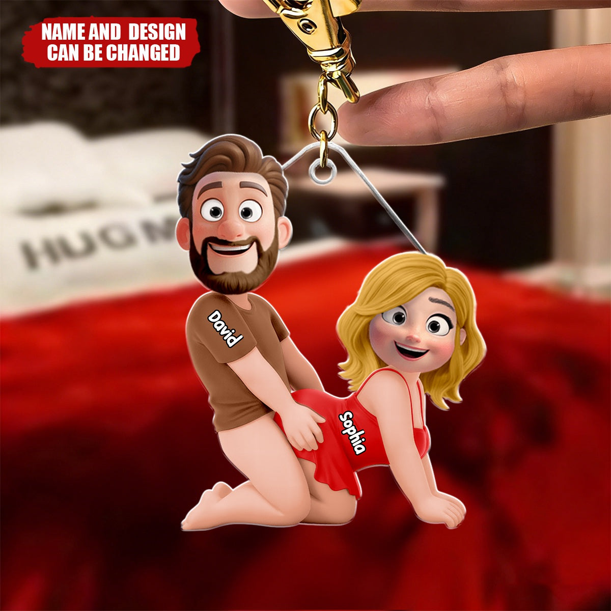 Personalized Naughty Couple Acrylic Keychain With Names & Design | Hilarious Valentine's Day Gag Gift For Fun Couples