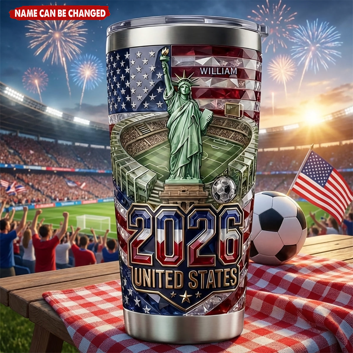 Personalized 2026 USA World Cup Soccer Tumbler With Name | Perfect Gift For Soccer Lover