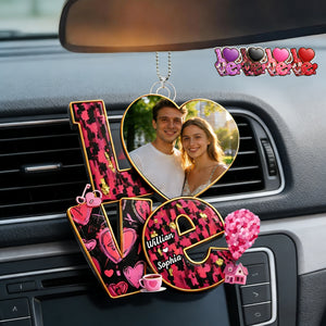 Personalized Couple Photo Love Adventure Car Ornament With Names & Color | Sweet Valentine's Day Surprise For Him Her