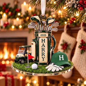 Personalized Golf Bag Christmas Acrylic Ornament | Gift For Golf Lover Golfer