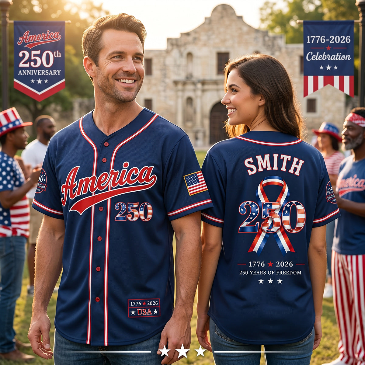 Personalized Baseball Jersey "Lady Liberty America" - 250th Anniversary Decor For Men Women