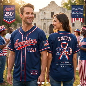 Personalized Baseball Jersey "Lady Liberty America" - 250th Anniversary Decor For Men Women