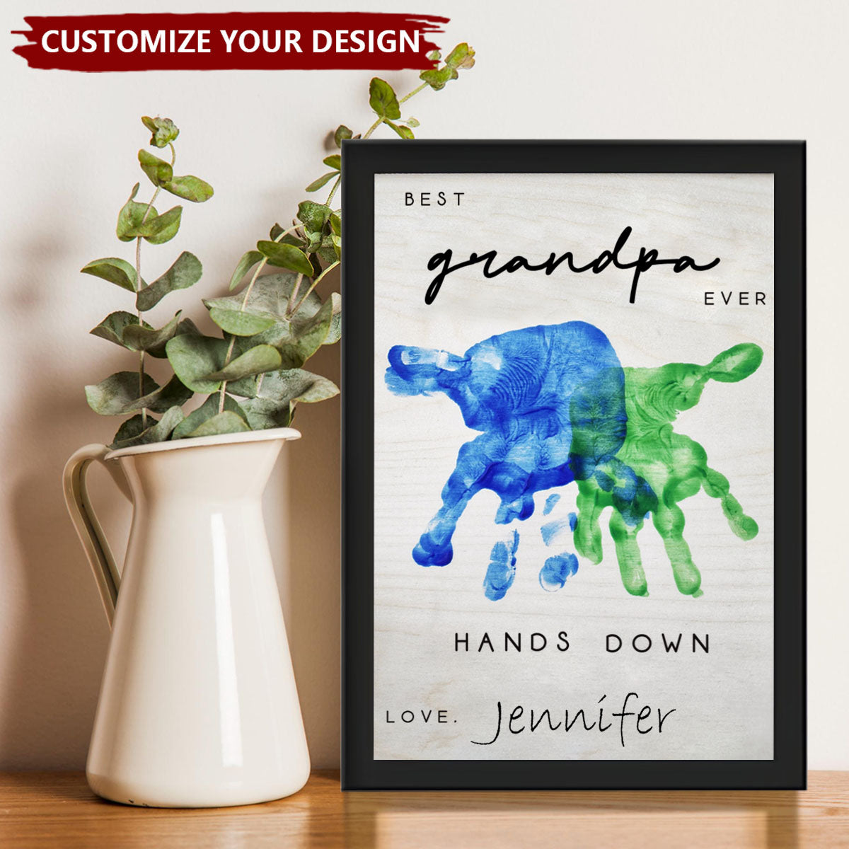 Personalized Engraved 2-Layer Wooden Sign - Hands Down Best Dad Ever, Handmade Fathers Day Gift