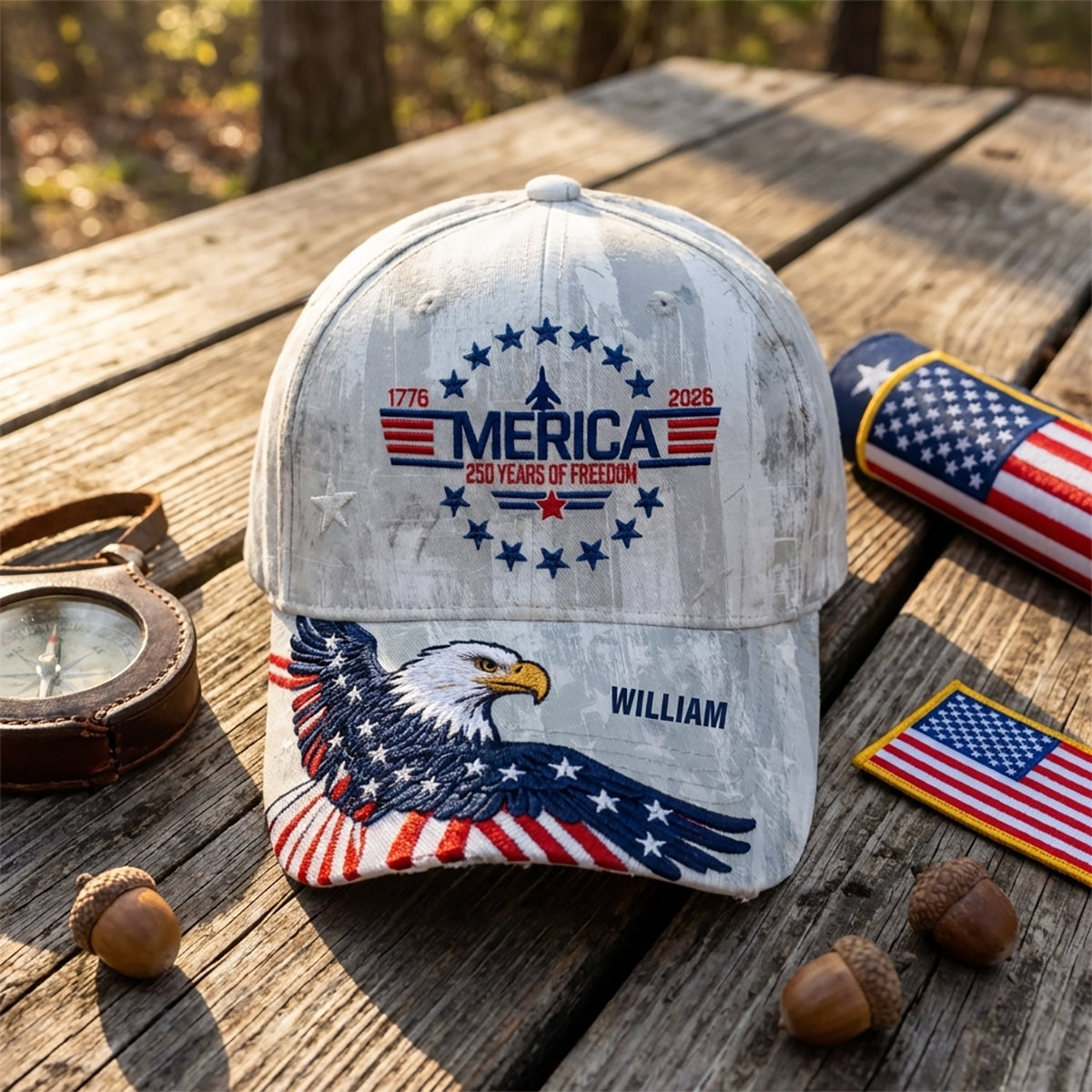 Personalized Proud American Eagle Classic Cap With Name - Gifts For Patriots
