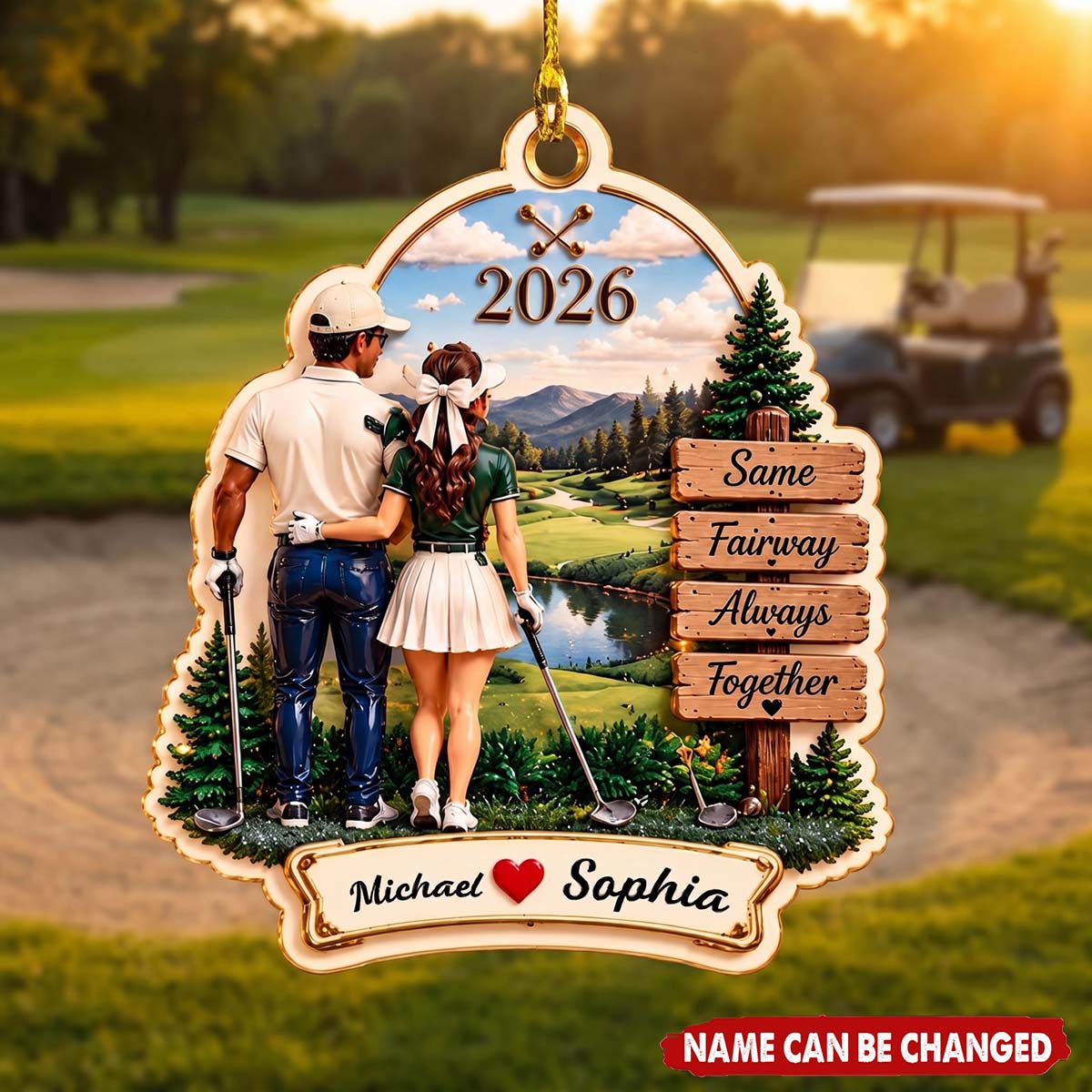 Personalized Golf Couple Christmas Acrylic Ornament - Christmas Gift For Golf Lovers Couple