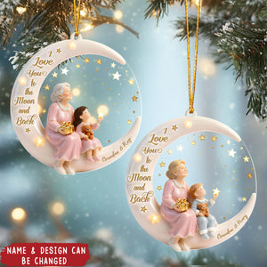 Personalized Nana and Grandchild Moon Ornament with Names - "Love You to the Moon" Christmas Gift For Grandma & kids