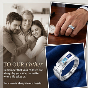 Personalized Cross Promise Ring With Names & Birthstones | Father's Day Birthday Gift For Dad Grandpa