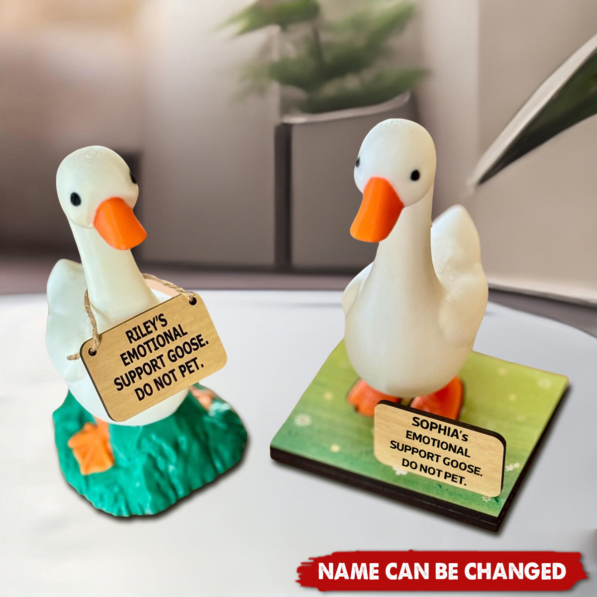 Personalized Emotional Support Desk Goose Buddy- Custom Name Sign | Funny Office Decor | Resin Figurine Stress Relief Gift