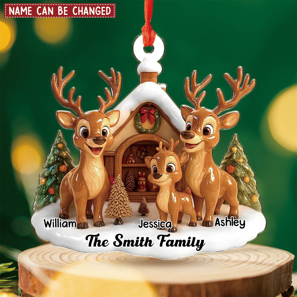 Personalized Reindeer Family Christmas Ornament With 2-10 Names,Recording The Bond Of Family Reunion At Christmas